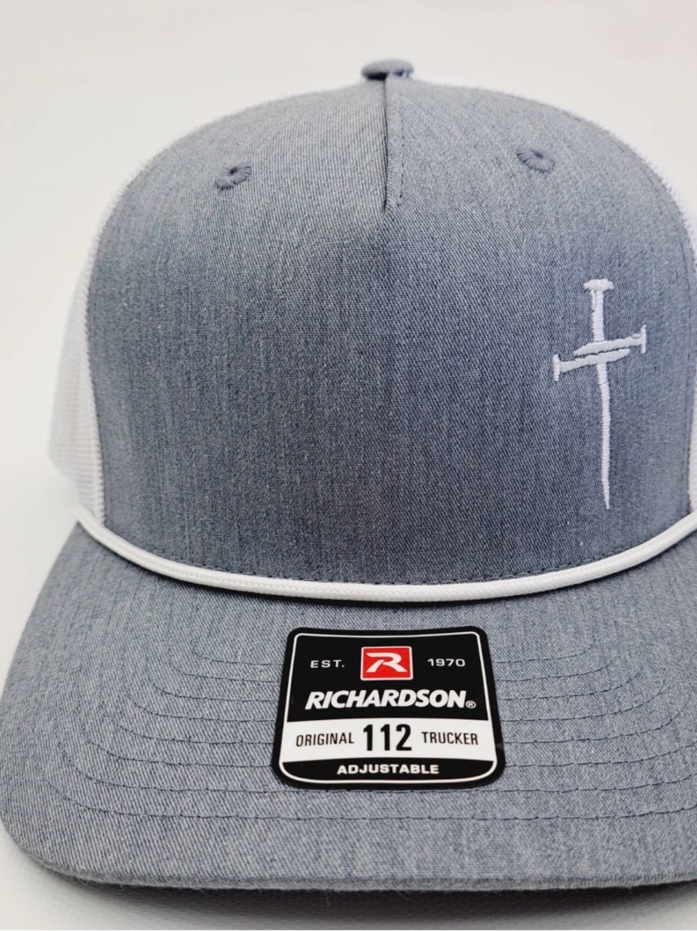 Christian Cross Jesus Christ Richardson 112 Trucker Cap Hat Mesh Snapback Gray